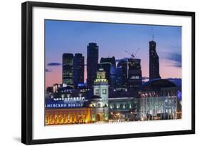 Moskva-City Skyline at Dusk-Jon Hicks-Framed Photographic Print