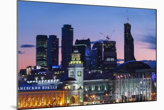 Moskva-City Skyline at Dusk-Jon Hicks-Mounted Photographic Print