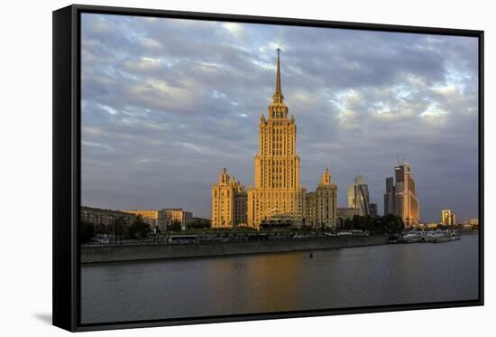 Moskva River and Hotel Ukraine-Gavin Hellier-Framed Stretched Canvas