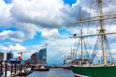 View of Hamburg Harbor from the Landungsbruecken, Germany-Moskwa-Photographic Print