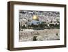 Moslem Golden Dome of the Rock, Outside Walls, and Historic Jewish Cemetery, City of JerUSAlem-Dave Bartruff-Framed Photographic Print