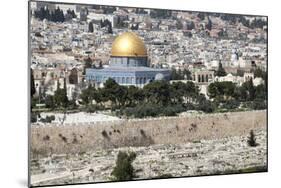 Moslem Golden Dome of the Rock, Outside Walls, and Historic Jewish Cemetery, City of JerUSAlem-Dave Bartruff-Mounted Photographic Print