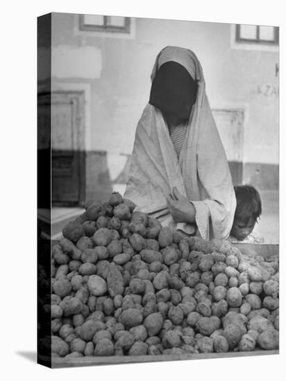 Moslem Woman Shopping for Potatoes-John Phillips-Stretched Canvas