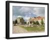 Mosque and Trinity Column in Szechenyi ter Square, Pecs, Hungary-Walter Bibikow-Framed Premium Photographic Print