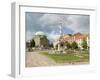 Mosque and Trinity Column in Szechenyi ter Square, Pecs, Hungary-Walter Bibikow-Framed Premium Photographic Print