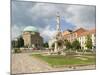 Mosque and Trinity Column in Szechenyi ter Square, Pecs, Hungary-Walter Bibikow-Mounted Photographic Print