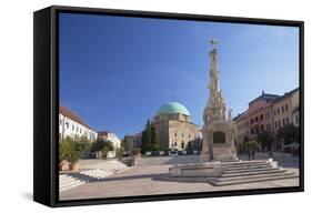 Mosque Church and Trinity Column in Szechenyi Square, Pecs, Southern Transdanubia, Hungary, Europe-Ian Trower-Framed Stretched Canvas