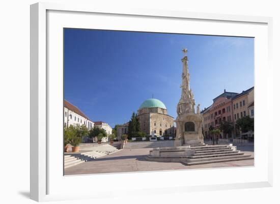 Mosque Church and Trinity Column in Szechenyi Square, Pecs, Southern Transdanubia, Hungary, Europe-Ian Trower-Framed Photographic Print