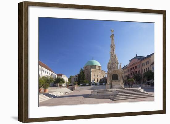 Mosque Church and Trinity Column in Szechenyi Square, Pecs, Southern Transdanubia, Hungary, Europe-Ian Trower-Framed Photographic Print