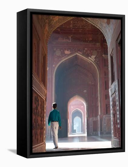 Mosque Hall Detail, Taj Mahal, India-Walter Bibikow-Framed Stretched Canvas