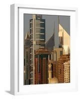 Mosque in front of the Sheik Zayed Twers in Dubai, United Arab Emirates-Kamran Jebreili-Framed Photographic Print