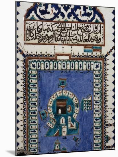 Mosque Lamp in Faience Depicting Kaaba in Mecca, from Iznik, Turkey-null-Mounted Giclee Print