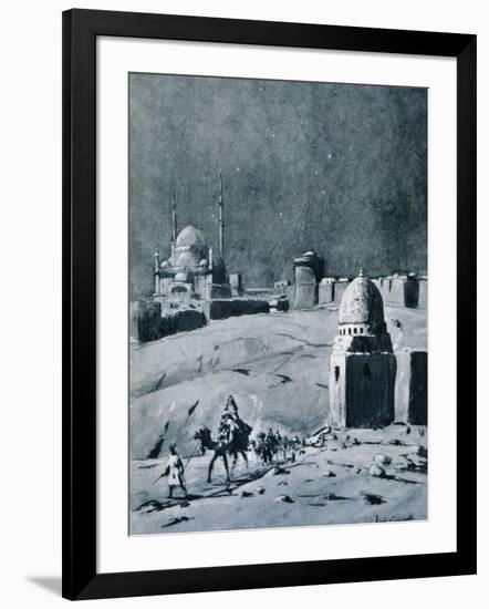 Mosque of Muhammad Ali under Moonlight, Cairo, Egypt, 1928-Louis Cabanes-Framed Premium Giclee Print