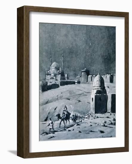 Mosque of Muhammad Ali under Moonlight, Cairo, Egypt, 1928-Louis Cabanes-Framed Giclee Print