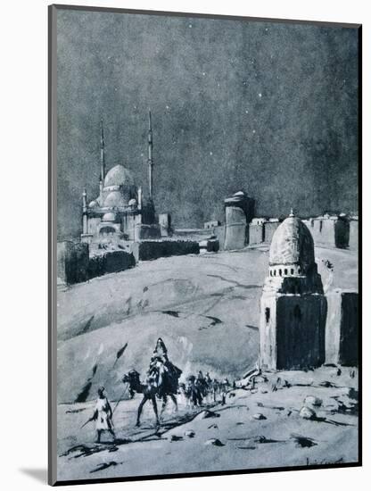 Mosque of Muhammad Ali under Moonlight, Cairo, Egypt, 1928-Louis Cabanes-Mounted Giclee Print