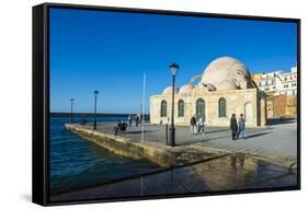 Mosque of the Janissaries, in the Venetian Port of Chania, Crete, Greek Islands, Greece, Europe-Michael Runkel-Framed Stretched Canvas
