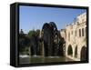 Mosque, Water Wheel on the Orontes River, Hama, Syria, Middle East-Christian Kober-Framed Stretched Canvas