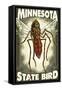 Mosquito - Minnesota State Bird-Lantern Press-Framed Stretched Canvas