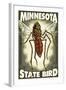 Mosquito - Minnesota State Bird-Lantern Press-Framed Art Print