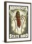 Mosquito - Minnesota State Bird-Lantern Press-Framed Art Print