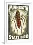 Mosquito - Minnesota State Bird-Lantern Press-Framed Art Print