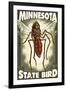 Mosquito - Minnesota State Bird-Lantern Press-Framed Art Print