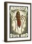 Mosquito - Minnesota State Bird-Lantern Press-Framed Art Print
