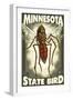 Mosquito - Minnesota State Bird-Lantern Press-Framed Art Print