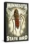 Mosquito - Minnesota State Bird-Lantern Press-Framed Stretched Canvas