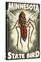 Mosquito - Minnesota State Bird-Lantern Press-Stretched Canvas