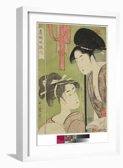 Mosquito Net, from the Series Model Young Women in Mist (Kasumi-Ori Musume Hinagata) (Kaya), 1794-9-Kitagawa Utamaro-Framed Giclee Print