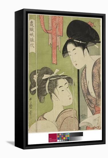 Mosquito Net, from the Series Model Young Women in Mist (Kasumi-Ori Musume Hinagata) (Kaya), 1794-9-Kitagawa Utamaro-Framed Stretched Canvas
