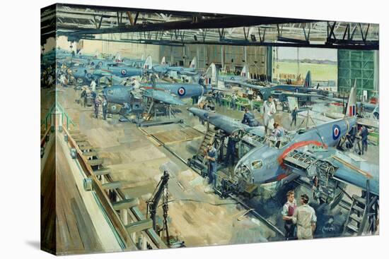 Mosquitos on the Line at Hatfield-Terence Cuneo-Stretched Canvas