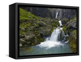 Mossy Waterfall Along the Strandar River-Hans Strand-Framed Stretched Canvas