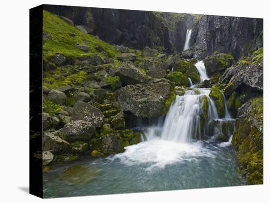 Mossy Waterfall Along the Strandar River-Hans Strand-Stretched Canvas