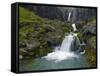 Mossy Waterfall Along the Strandar River-Hans Strand-Framed Stretched Canvas