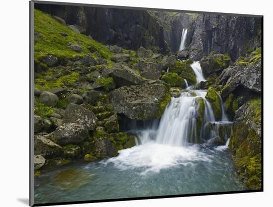 Mossy Waterfall Along the Strandar River-Hans Strand-Mounted Photographic Print