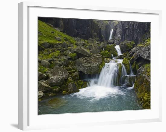 Mossy Waterfall Along the Strandar River-Hans Strand-Framed Photographic Print