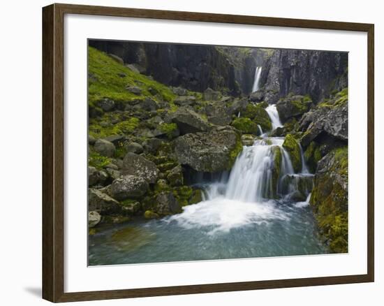 Mossy Waterfall Along the Strandar River-Hans Strand-Framed Photographic Print