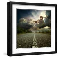 Most Asphalt Road. Shallow Depth Of Field-Krivosheev Vitaly-Framed Art Print