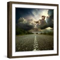 Most Asphalt Road. Shallow Depth Of Field-Krivosheev Vitaly-Framed Art Print