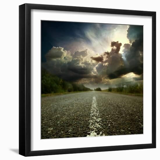 Most Asphalt Road. Shallow Depth Of Field-Krivosheev Vitaly-Framed Art Print