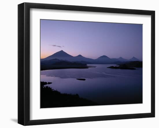 Most Beautiful Lake Mutanda of Great Lakes Region with Volcanoes of Virunga Chain Behind, Uganda-Nigel Pavitt-Framed Photographic Print