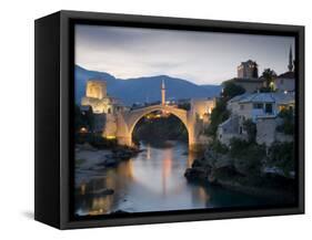 Mostar and Old Bridge over the Neretva River, Bosnia and Herzegovina-Gavin Hellier-Framed Stretched Canvas