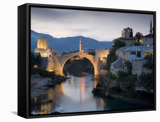 Mostar and Old Bridge over the Neretva River, Bosnia and Herzegovina-Gavin Hellier-Framed Stretched Canvas