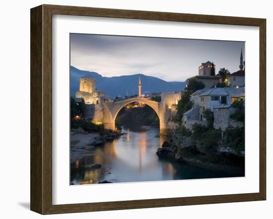 Mostar and Old Bridge over the Neretva River, Bosnia and Herzegovina-Gavin Hellier-Framed Photographic Print