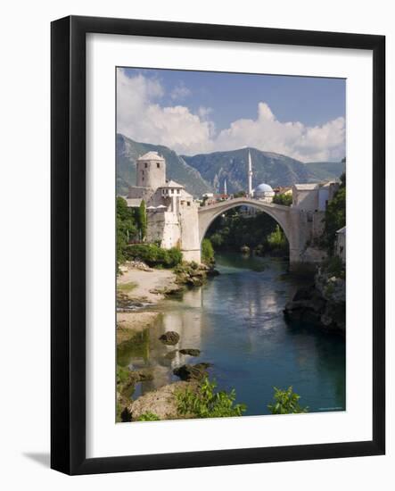 Mostar and Old Bridge over the Neretva River, Bosnia and Herzegovina-Gavin Hellier-Framed Photographic Print