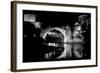 Mostar Bridge at Night, Mostar Bosnia and Herzegovina - Night Scene in Black and White Tone-Orhan-Framed Photographic Print