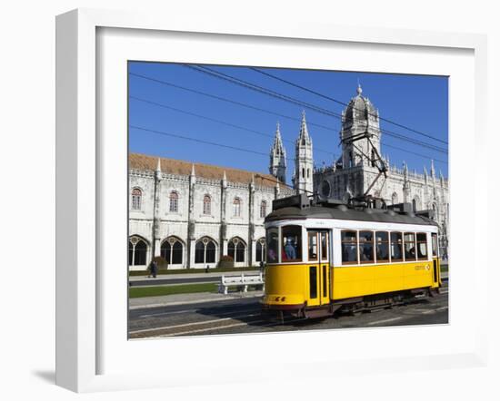 Mosteiro Dos Jeronimos, UNESCO World Heritage Site, and Tram (Electricos), Belem, Lisbon, Portugal-Stuart Black-Framed Photographic Print