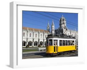 Mosteiro Dos Jeronimos, UNESCO World Heritage Site, and Tram (Electricos), Belem, Lisbon, Portugal-Stuart Black-Framed Photographic Print